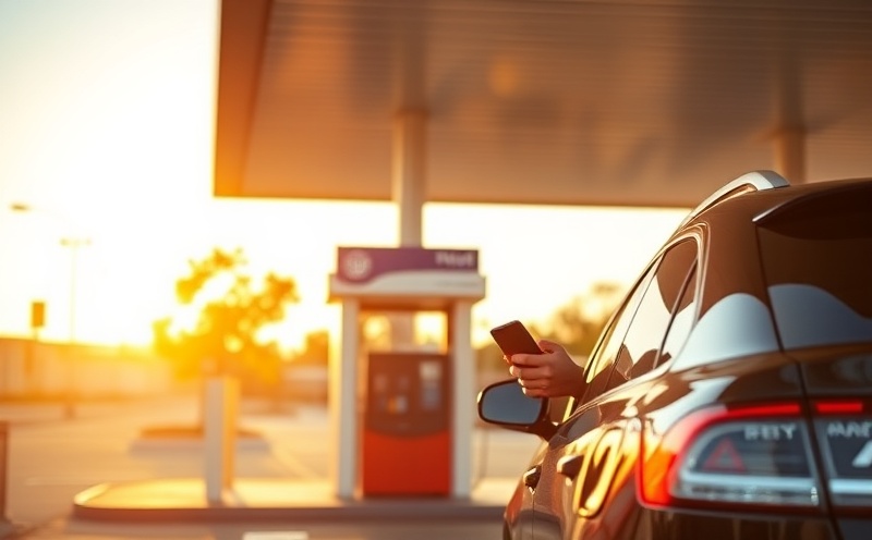 Person fuelling car at petrol station at golden hour